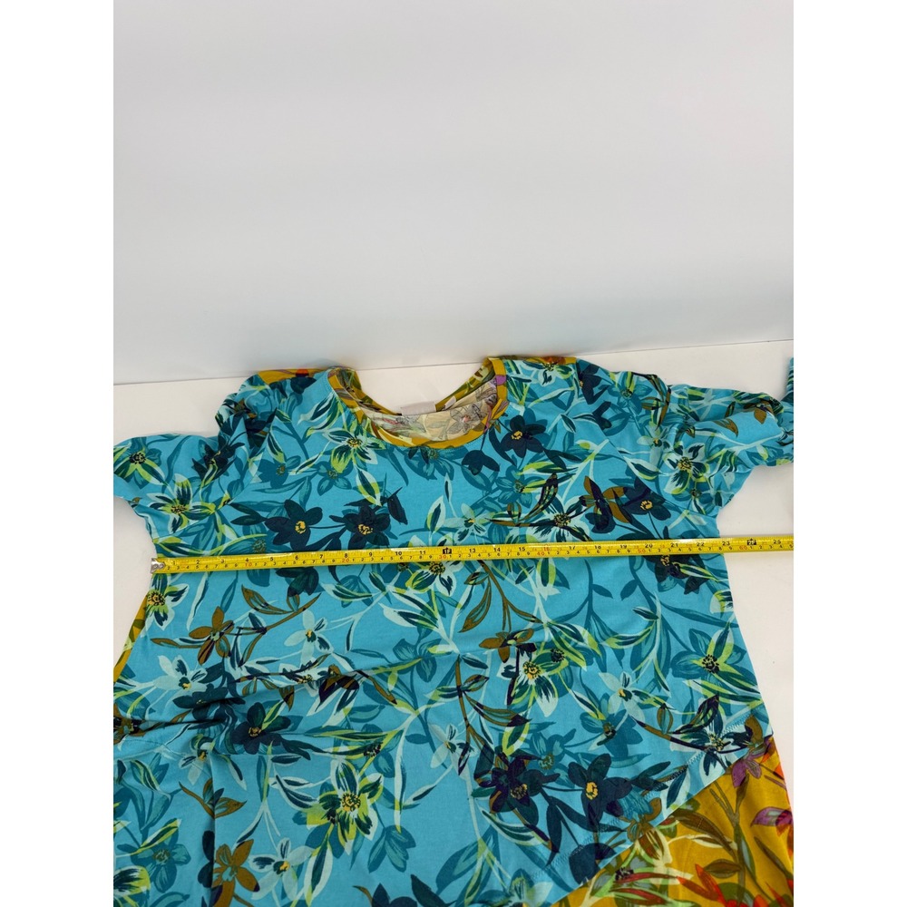 LOGO Lori Goldstein Womens XL Mixed Floral Print Asymmetrical 3/4 Sleeve Top - Picture 5 of 10
